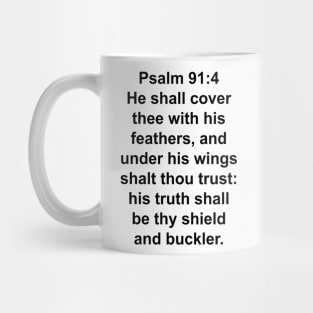 Psalm 91:4  This bold Arial font Bible verse typography is done with Adobe Photoshop CC 2020 Mug